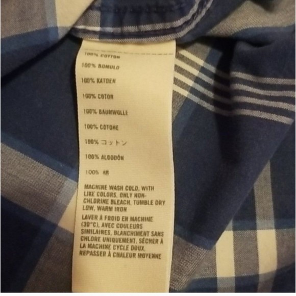 Abercrombie Men's Navy Plaid Collared Shirt Size Medium - Picture 7 of 8